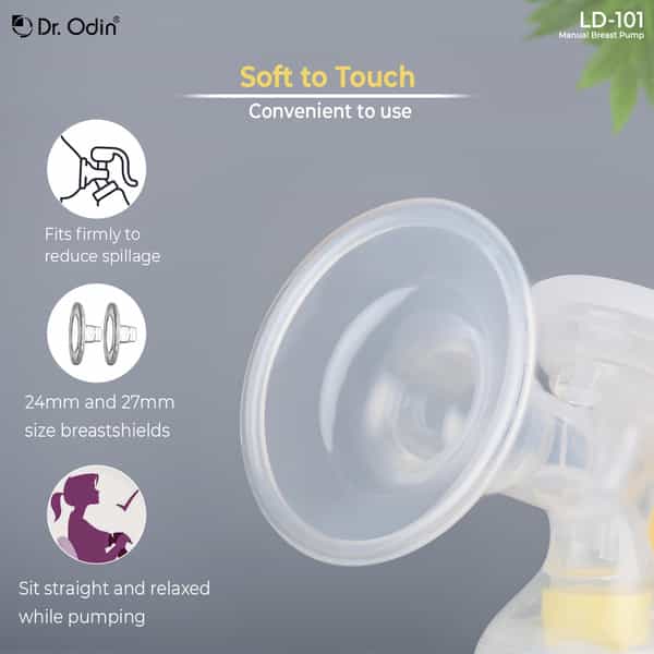 Dr. Odin Ld-101 Manual Breast Pump For Feeding Mothers With Bottle (White/Yellow)