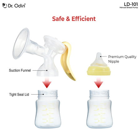 Dr. Odin Ld-101 Manual Breast Pump For Feeding Mothers With Bottle (White/Yellow)