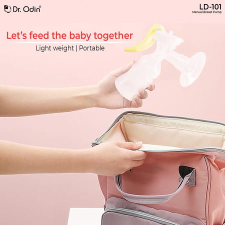 Dr. Odin Ld-101 Manual Breast Pump For Feeding Mothers With Bottle (White/Yellow)
