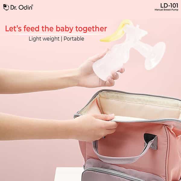 Dr. Odin Ld-101 Manual Breast Pump For Feeding Mothers With Bottle (White/Yellow)