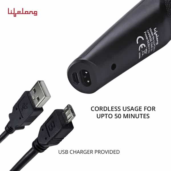 Lifelong Llpcm05 Cordless Beard Trimmer 1 Year Warranty (Black) Runtime: 50 Mins