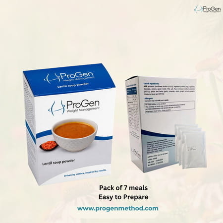 Progen Lentil Soup Powder | 15 G Of Protein Per Meal | Pack Of 7 105 Gm