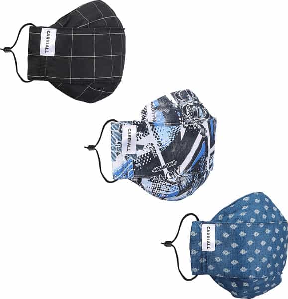 Carriall Adult Unisex 3 Layer Reusable Washable Cotton Mask (Camsm048) Pack Of 3