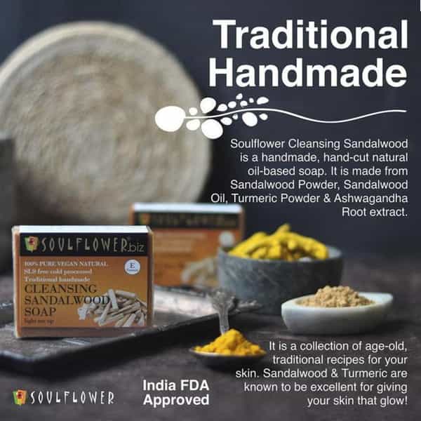 Soulflower Cleansing Sandalwood Soap 150Gm