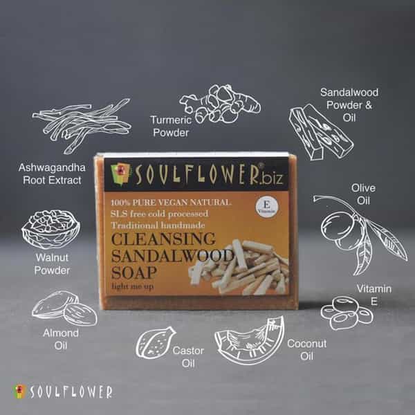 Soulflower Cleansing Sandalwood Soap 150Gm