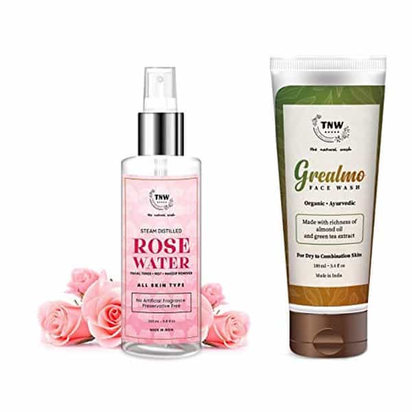 Tnw The Natural Wash Grealmo Face Wash (100Ml) And Steam Distilled Rose Water (200Ml) Combo Pack
