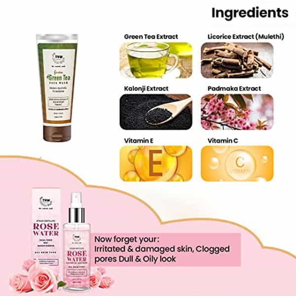 Tnw The Natural Wash Grealmo Face Wash (100Ml) And Steam Distilled Rose Water (200Ml) Combo Pack