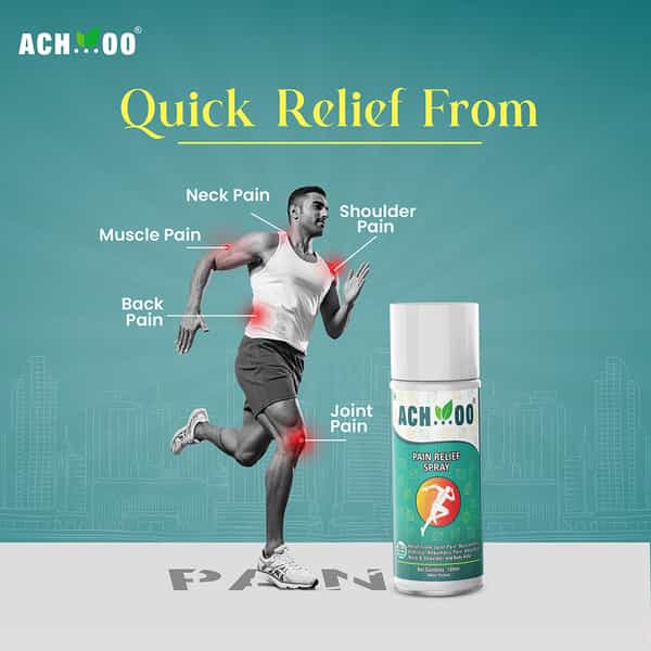 Ach...Oo Ayurvedic Pain Relief Spray With 100% Natural Actives For Joint Pain Body & Muscle 100Ml