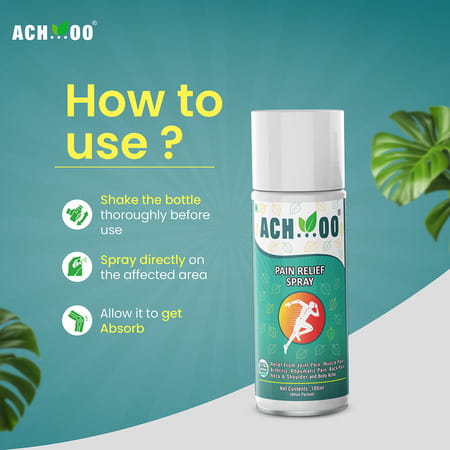 Ach...Oo Ayurvedic Pain Relief Spray With 100% Natural Actives For Joint Pain Body & Muscle 100ml