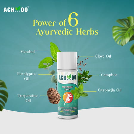 Ach...Oo Ayurvedic Pain Relief Spray With 100% Natural Actives For Joint Pain Body & Muscle 100ml