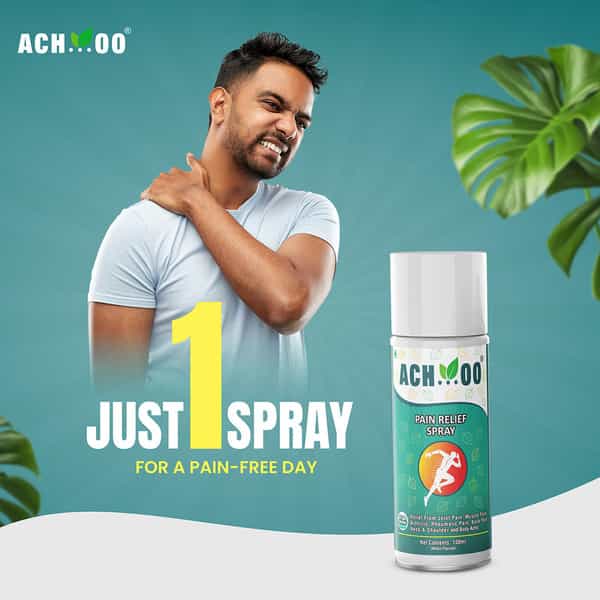 Ach...Oo Ayurvedic Pain Relief Spray With 100% Natural Actives For Joint Pain Body & Muscle 100Ml