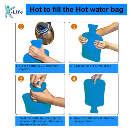K-Life Leak Proof Thick Rubber Heating Pad Pain Relief Non-Electrical 2 L Hot Water Bag (Blue)