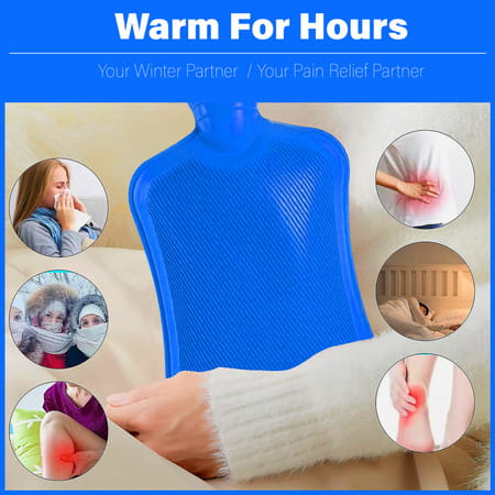 K-Life Leak Proof Thick Rubber Heating Pad Pain Relief Non-Electrical 2 L Hot Water Bag (Blue)