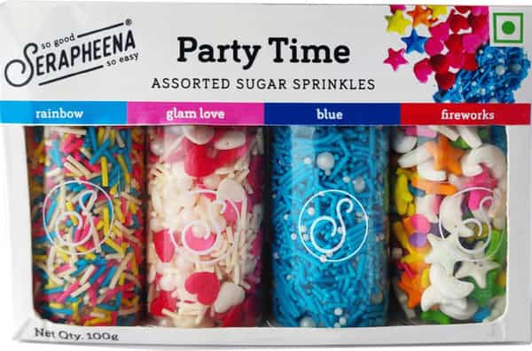 Serapheena Sugar Sprinkles For Cakes & Cupcakes Decoration 100 Gram (Party Time)