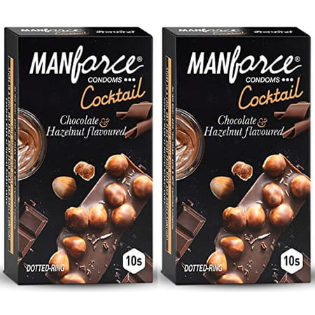 Manforce Cocktail Condoms Hazelnut & Chocolate Flavoured(Set Of 2 20 Pcs)
