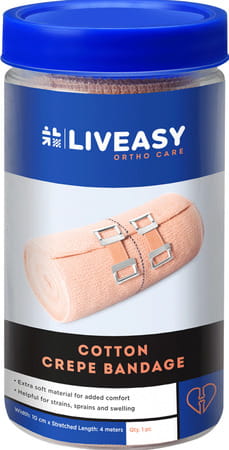 Liveasy Essentials Pro Cotton 10 Cm X 4 M Crepe Bandage 1 No'S