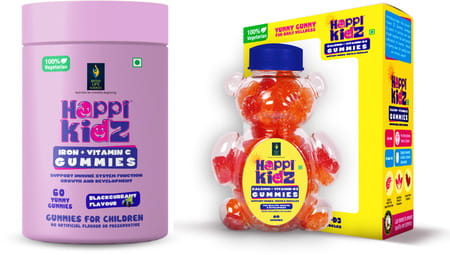 Happi Kidz Calcium+Vitamin D3 Gummies&Happi Kids Iron+Vitamin C Gummies Combo