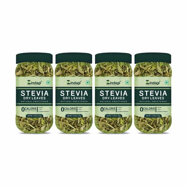 Zindagi Dry Stevia Leaves | Natural Sugarfree Substitute | Stevia Extract|35Gm| Pack Of 4