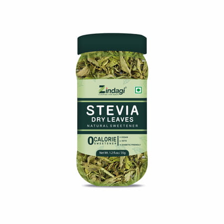Zindagi Dry Stevia Leaves | Natural Sugarfree Substitute | Stevia Extract|35gm| Pack Of 4