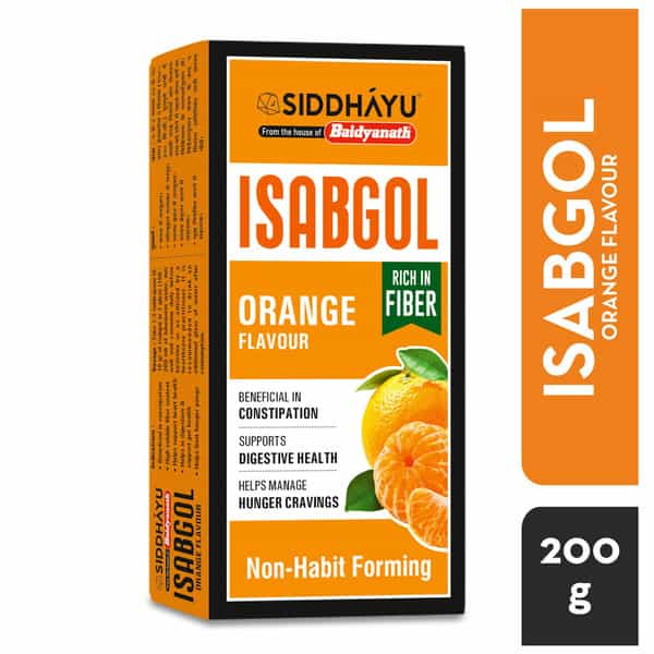 Baidyanath Asli Ayurved Orange Isabgol Psyllium Husk Powder 200Gm | Effective Constipation Relief