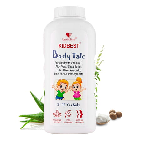 Healthbest Kidbest Body Talc For Kids|Normal Sensitive & Dry Skin|Tear Paraben Sls Free|100gm