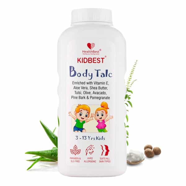 Healthbest Body Talc For Kids Normal Sensitive Dry Skin Tear Paraben And Sls Free - 100Gm