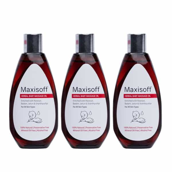 Maxisoft Herbal Baby Massage Oil | For All Skin Types | Bottle | 100 Ml | Pack Of 3