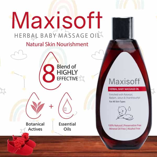 Maxisoft Herbal Baby Massage Oil | For All Skin Types | Bottle | 100 Ml | Pack Of 3