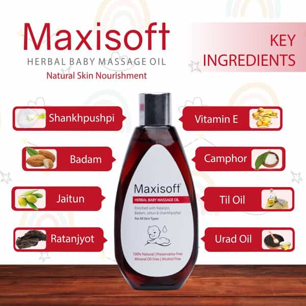 Maxisoft Herbal Baby Massage Oil | For All Skin Types | Bottle | 100 Ml | Pack Of 3