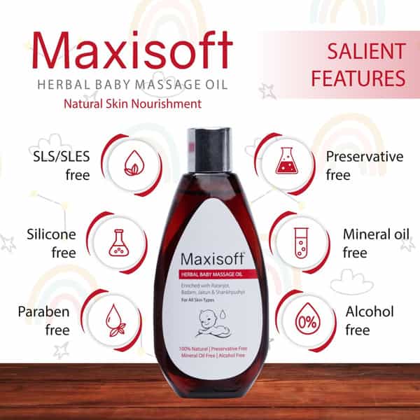 Maxisoft Herbal Baby Massage Oil | For All Skin Types | Bottle | 100 Ml | Pack Of 3