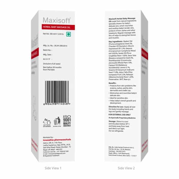 Maxisoft Herbal Baby Massage Oil | For All Skin Types | Bottle | 100 Ml | Pack Of 3