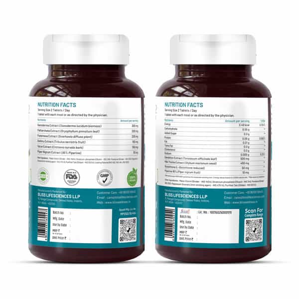 Bliss Welness Kidney Detox + Liver Detox 60+60 Veg Tablets 