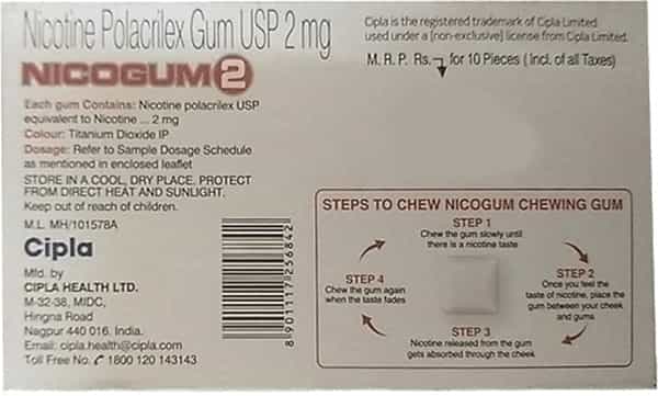 Nicogum Paan Masala 2Mg Mint Nicotine Gums Strip Of 10 | Helps Quit Smoking