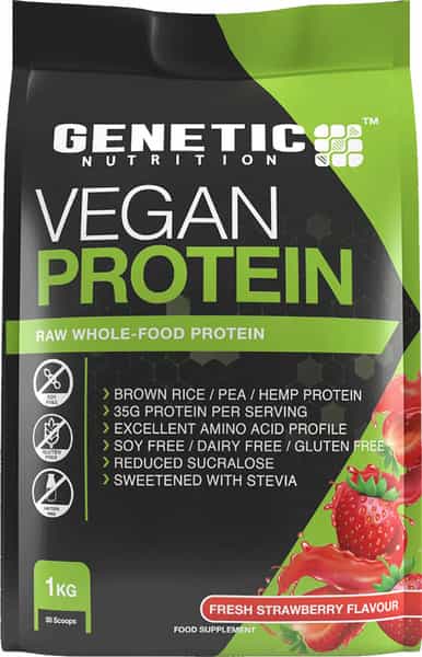 Genetic Nutrition Vegan Protein Premium Plant Protein With Complete Amino Acid Fresh Strawberry