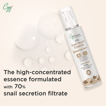 Cgg Cosmetics 70% Snail Mucin Essence( Buy 1 Get1) 0.7 % Cellulose Oil Free- All Skin Types-100Ml