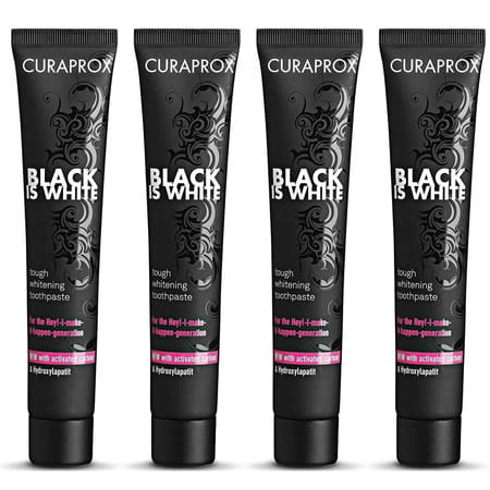 Curaprox Black Is White Charcoal Whitening Toothpaste 90ml Tube X Pack Of 4