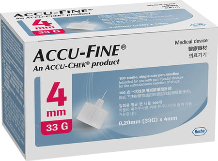 Accu-Chek Accu-Fine Insulin Pen Needles | 100 No'S | 33g X 4mm
