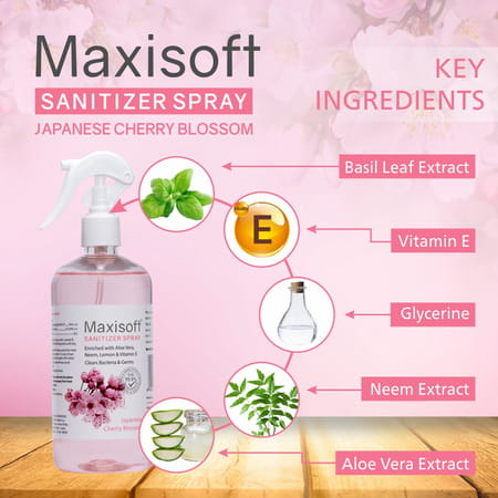 Maxisoft Sanitizer Spray | Japanese Cherry Blossom | 500 Ml | Pack Of 2
