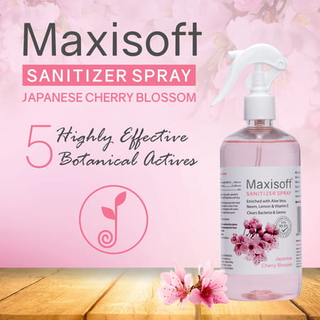 Maxisoft Sanitizer Spray | Japanese Cherry Blossom | 500 Ml | Pack Of 2