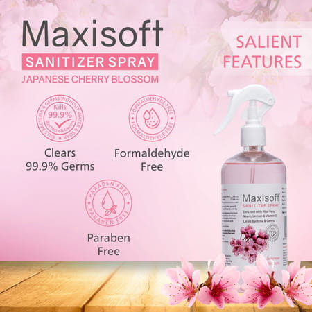 Maxisoft Sanitizer Spray | Japanese Cherry Blossom | 500 Ml | Pack Of 2
