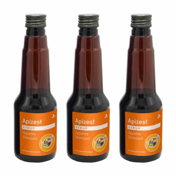 Apizest Syrup 225 Ml | For Boosting Healthy Appetite | Promotes Weight Gain (Pack Of 3)