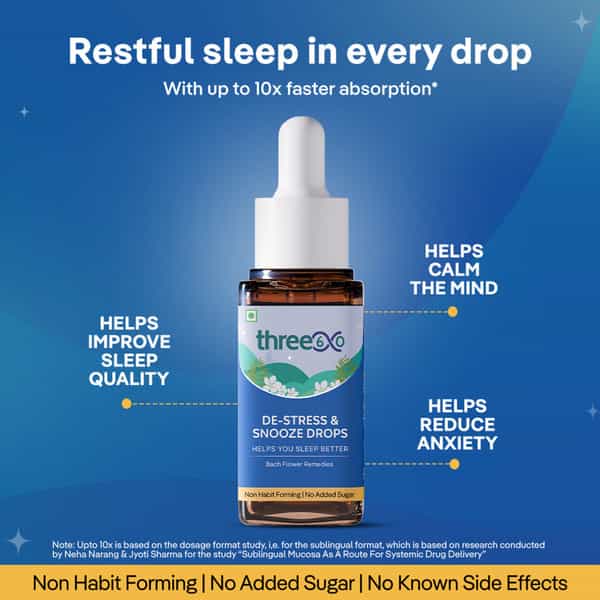 Three60 De-Stress & Snooze Drops | Sleep Better & Reduce Anxiety | Non-Habit Forming | 25Ml Drops