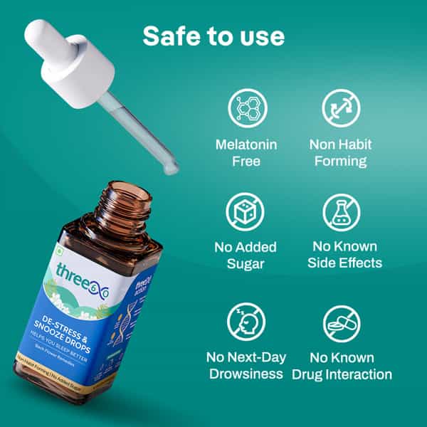 Three60 De-Stress & Snooze Drops | Sleep Better & Reduce Anxiety | Non-Habit Forming | 25Ml Drops