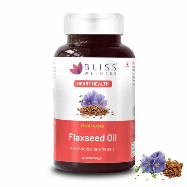 Bliss Welness Flaxseed Oil For Heart | Brain Health Supplement|For Men And Women|60 Softgel Capsules