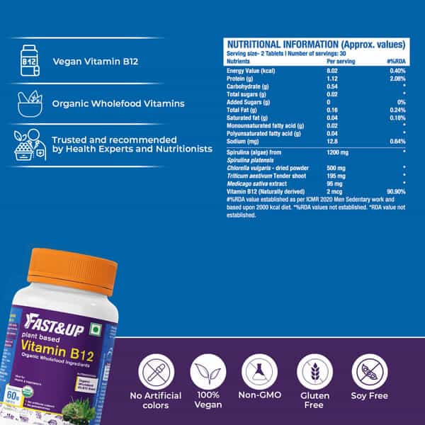 Fast&Up B12 + B-Complex Vegan B12 + B-Complex | 60 Uncoated Tablets