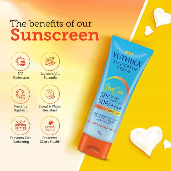Yuthika Sunscreen Spf 50 Pa++++ With Uva & Uvb Protection 30G | Dermatologically Tested | Unisex