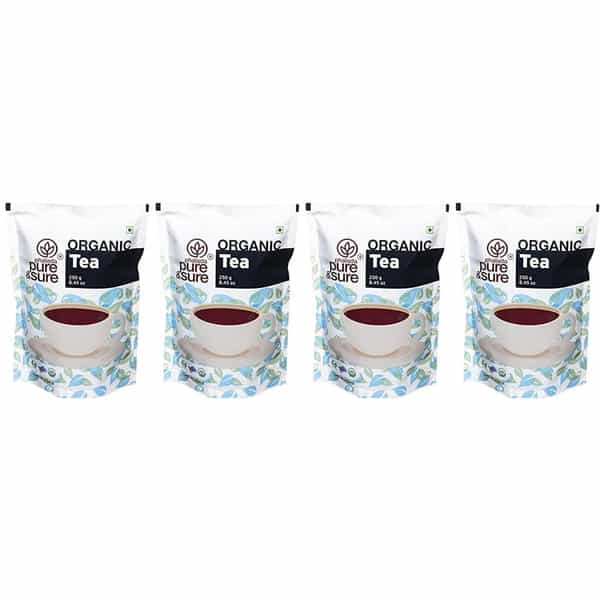 Pure & Sure Organic Tea Powder 250Gm X Pack Of 4 Black Tea Pouch (4 X 62.5 G)