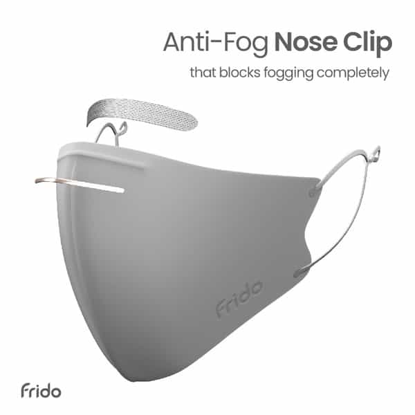 Frido Ultimate Pro Copper Mask|Metallic Gray|Nose Clip|Washable|Imported|Small Size (Pack Of 10)