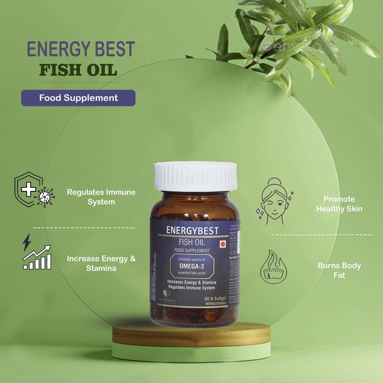 Buy HEALTHBEST ENERGYBEST FISH OIL SOFT GEL CAPSULEOMEGA 3INCREASE