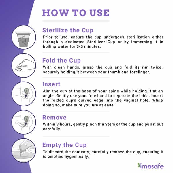 Imasafe Reusable Menstrual Cup For Women - Medium (Purple) | Us Fda Registered